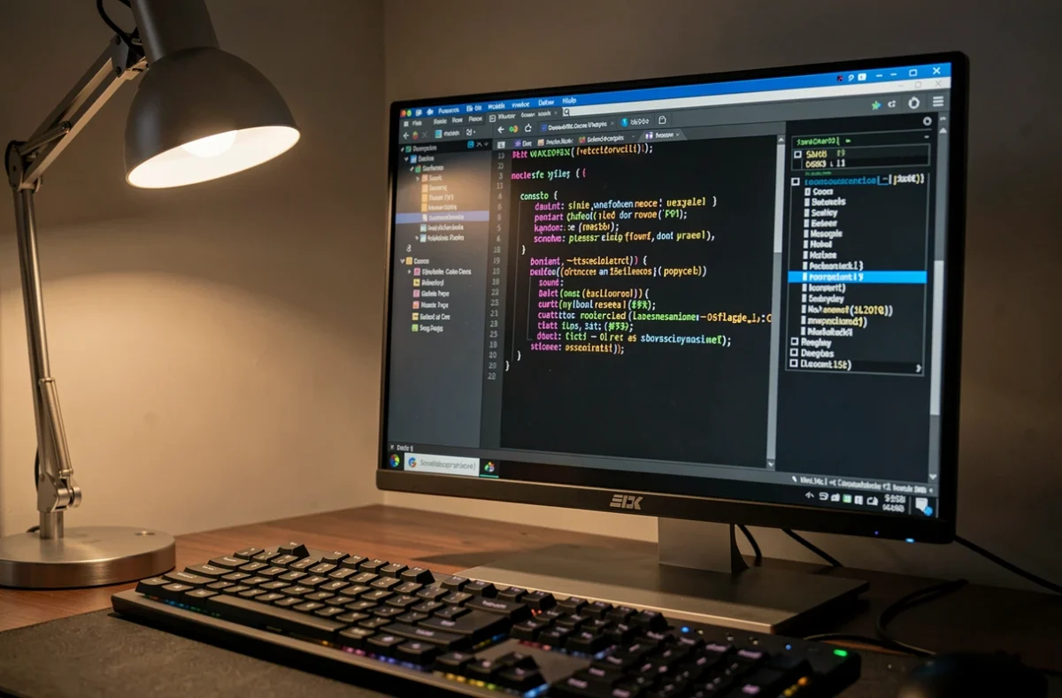 Code source affiché à côté d'un terminal de commandes