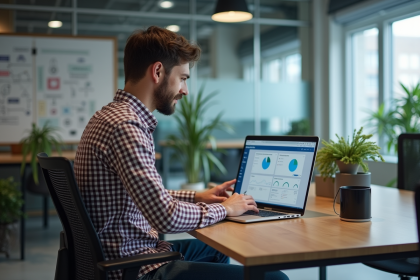 Jeune homme développeur devant un tableau de bord Kubernetes