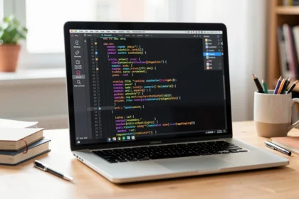 Écran d'ordinateur affichant du code source dans un éditeur
