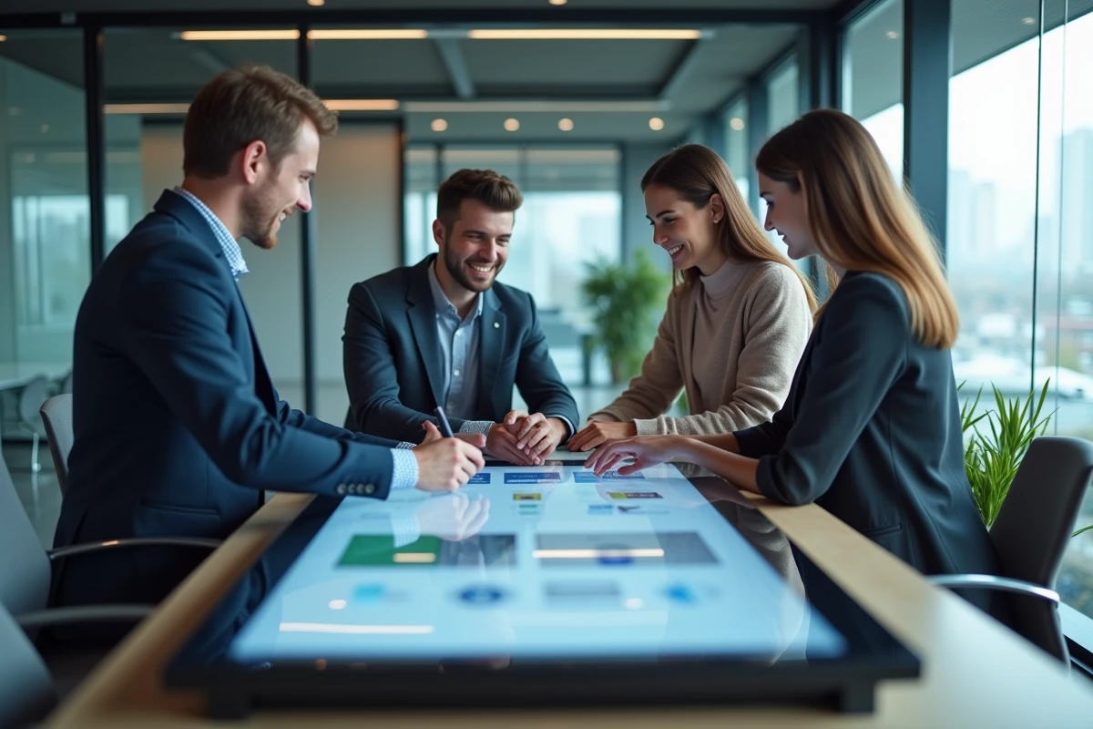 Groupe de jeunes adultes collaborant sur un projet web