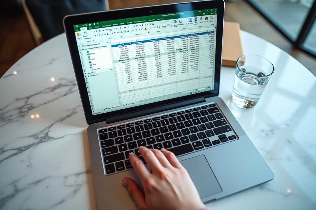 Gros plan sur un écran de laptop affichant une boîte de dialogue Excel pour supprimer des doublons par colonne