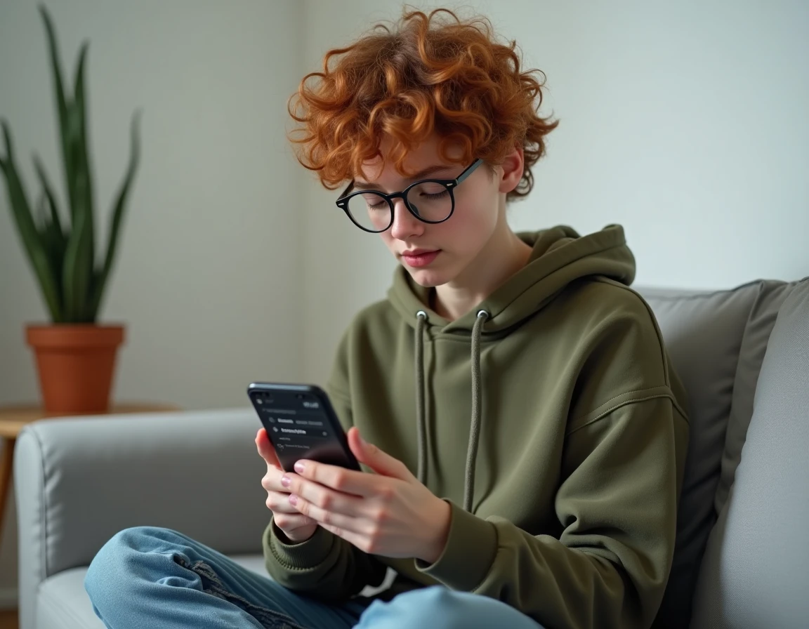 Jeune personne consultant les paramètres Samsung sur smartphone pour accéder aux fichiers supprimés