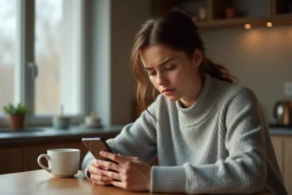 Femme consultant l'album 'Récemment supprimés' sur son iPhone pour retrouver des photos effacées